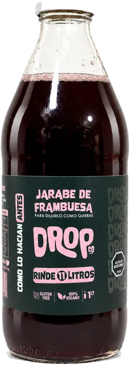 Botella de 1 litro de jugo concentrado de frambuesa DropCo